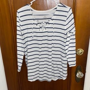 Blue and white striped shirt